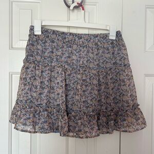 Floral Ruffle Mini Skirt
